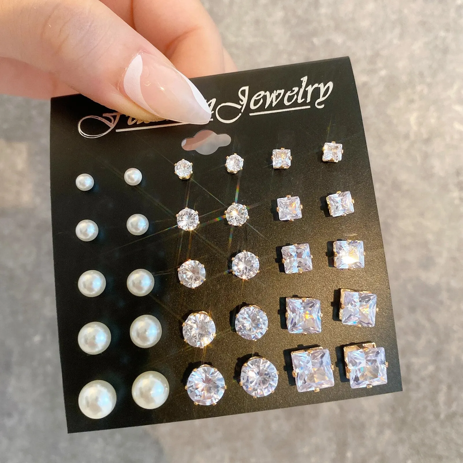 12/15 Pairs 2023 New Fashion Leisure Shine Zircon Earnail Set Unisex For Men and Women Daily Matching Trendy Jewelry Golden