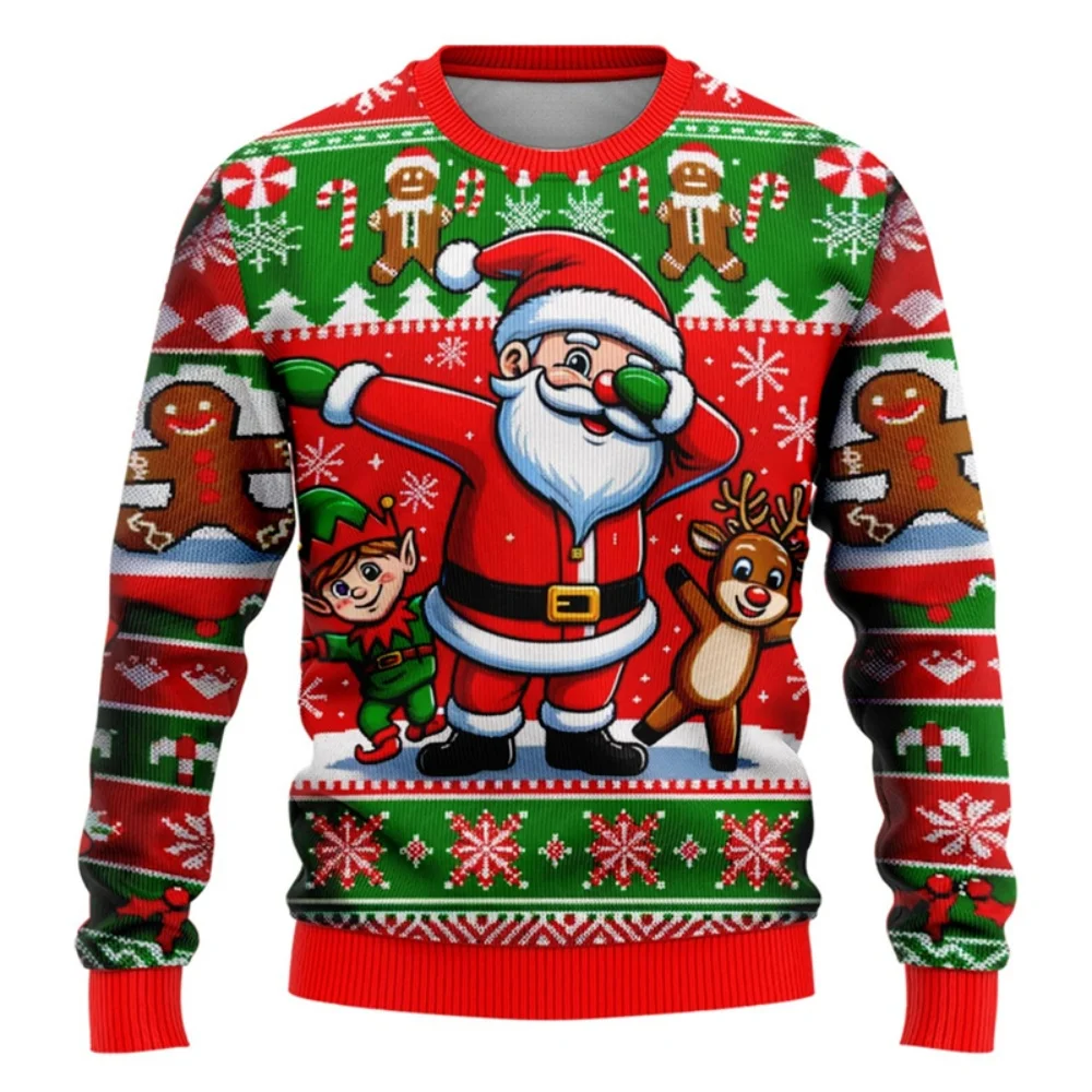 Snowman Graphic Ugly Christmas Sweatshirt for Men Clothing 3D Printed Funny Christmas Style Sweater Men Xmas Holiday Sweatshirts