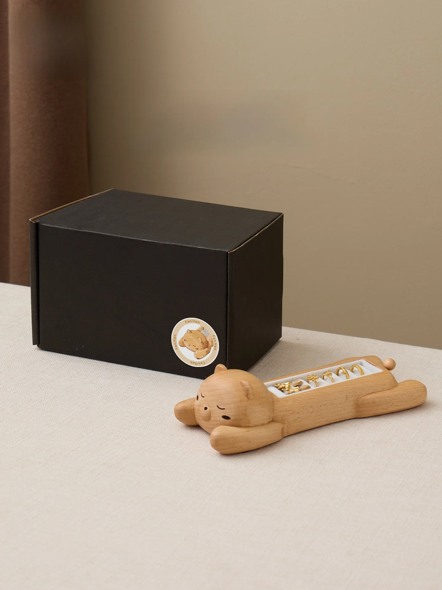 

Креативная деревянная шкатулка для хранения серег-колец, милый подарок на день рождения для девушки, лучшей подруги, подарок на помолвку, свадьбу от Fanhan