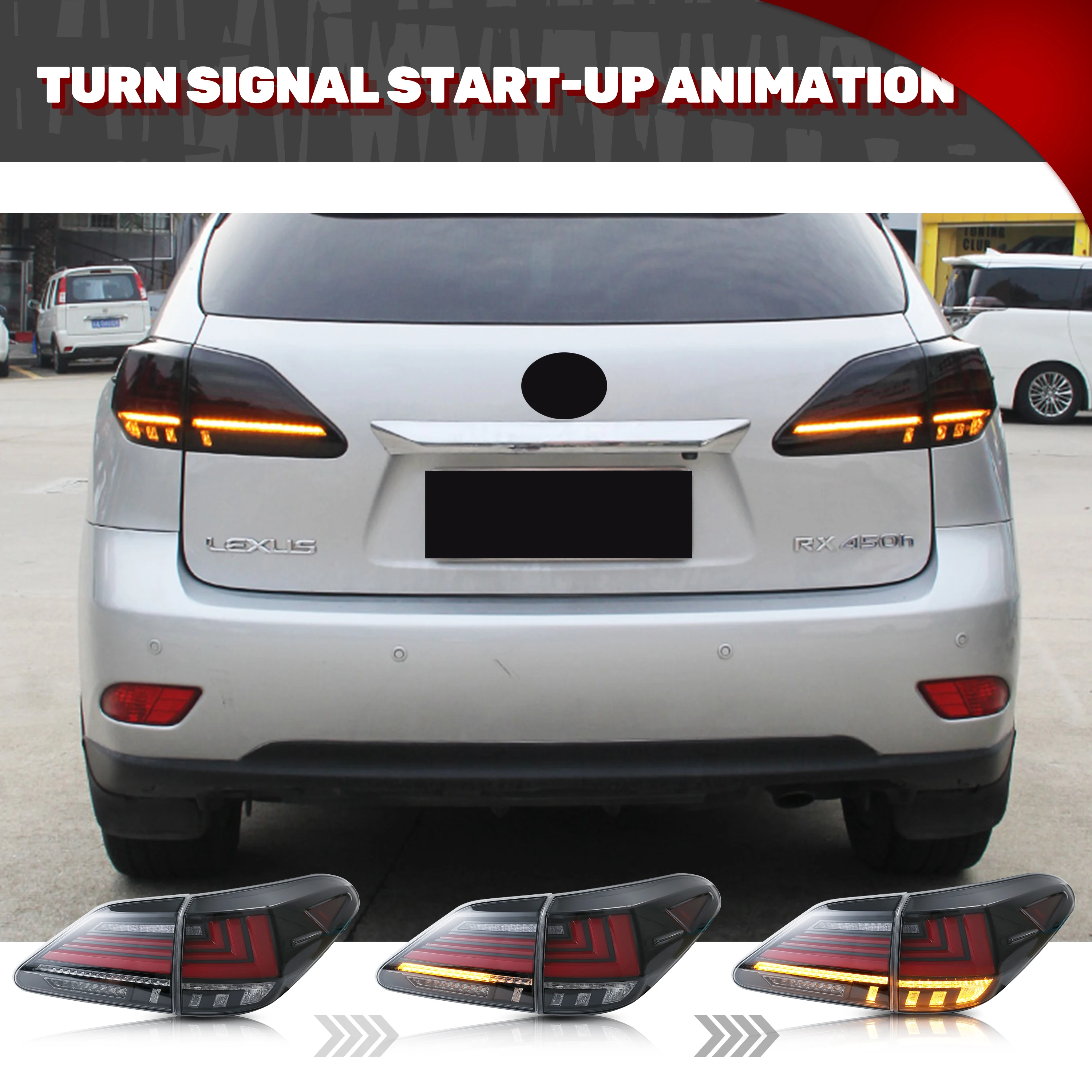 Conjunto de luces traseras LED para Lexus RX350 RX450h 2010-2015 conjunto de luces traseras transparentes de animación dinámica intermitente secuencial