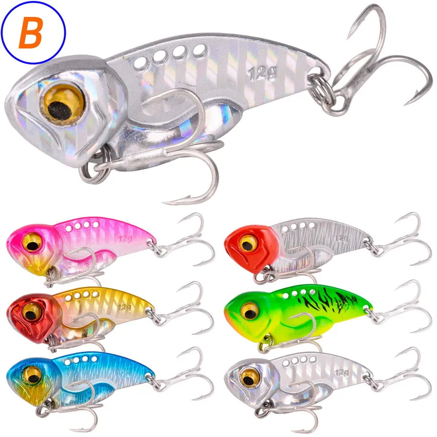 24PCS Metal Sinking Spinner Crankbait Vibration Bait for Bass Pike Perch Fishing Kit 3G-25G Bionic Hard Jigbait Fishing Tackle