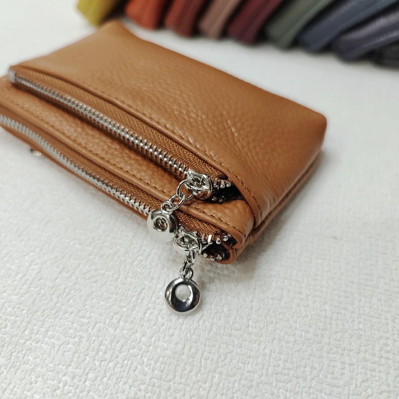 Multicolors Mulheres Genuine Cow Leather Coin Purse Carteiras Feminino Mulheres Zipper Coin Purses Crianças Armazenamento Pocket Bags Pouch