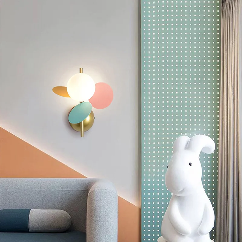 

Macaron Wall Lamps Colorful Acrylic Glass Ball Interior Decor Bedside Children's Room Corridor Sconces Lighting Fixtures