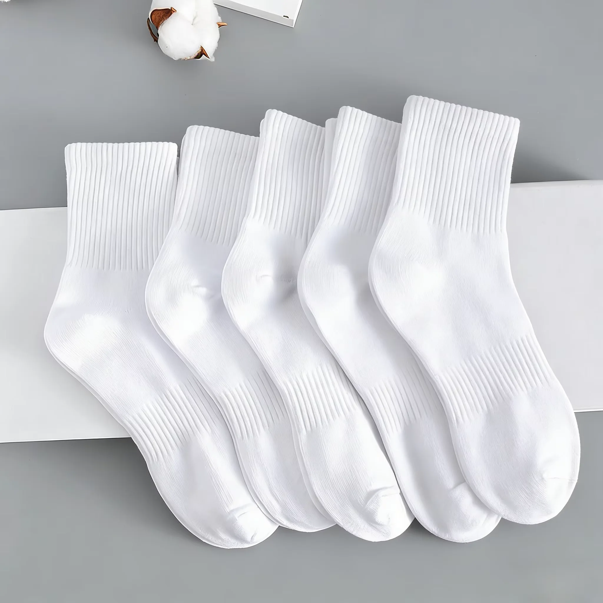 3/5 Pairs Mid-Calf Sports Socks, Breathable Sweat-Absorbent, Soft All-Match Casual Socks, Daily Outdoor Running Wear