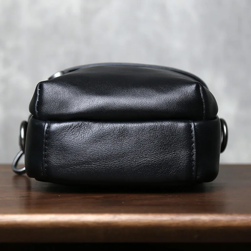Full Grain Leather Crossbody Bag for Men Slim Casual Sling Backpack Shoulder Bag Lightweight Organizer Daypack