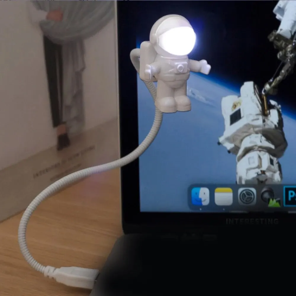 Astronaut Appearance Portable Keyboard Light USB Small Night Light Adjustable Angle LED Computer Light Creative Book Reading Aid