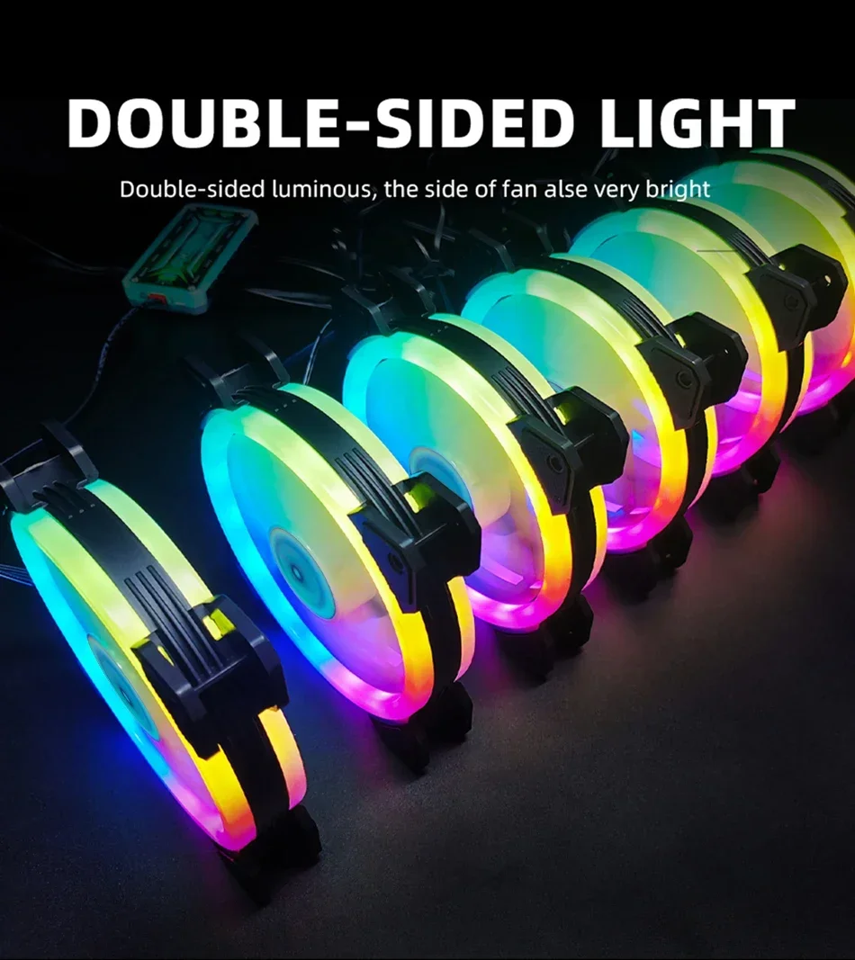 Casing Komputer PC 120Mm Kipas Pendingin 6Pin RGB Led Dapat Disesuaikan 12Cm Ventilasi Diam 5V DC ARGB Kipas Angin Menyesuaikan Kecepatan Aura Sync