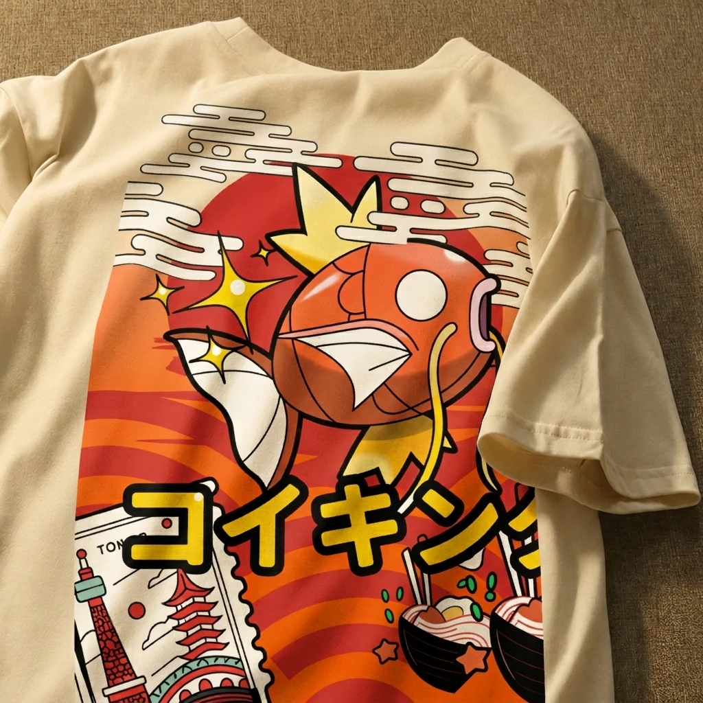 Image of 2026 Kurzarm-T-Shirt im japanischen Stil, geeignet für Männer und Frauen. Trendige, lockere und lässige Sommerkleidung.