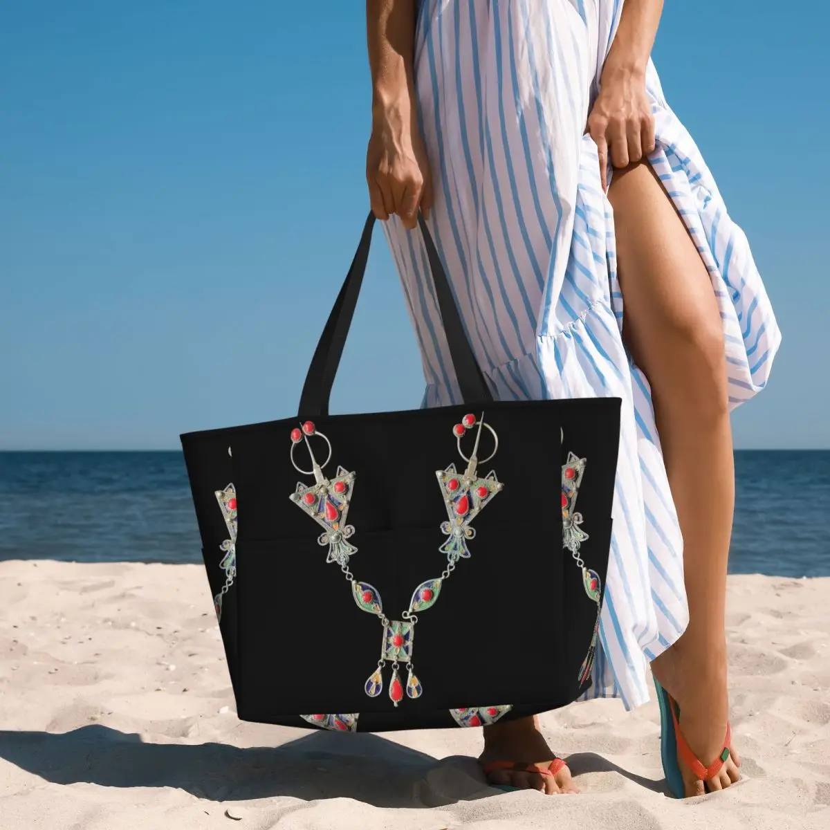 

Kabyle Jewelry Amazigh Beach Tote Bag Sport Gym Yoga Duffle Large Tote Bag Women Travel Bag Fitness bag
