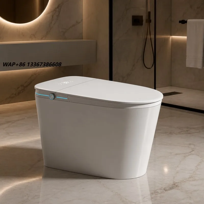 Smart Bidet Toilet One Piece Ceramic Intelligent Toilet with Foot Sensor Auto Open Heated Seat Night Light