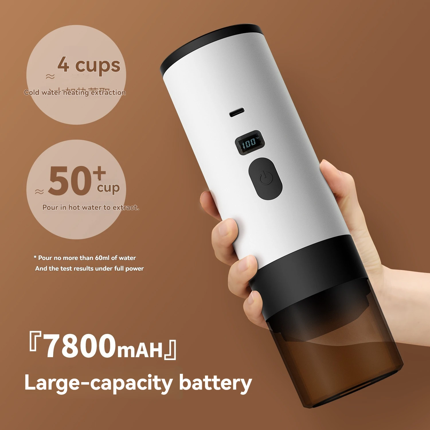 

Wireless Portable Coffee Machine, Fully Automatic Capsule Espresso Maker for Home Office Outdoor Travel Camping Use