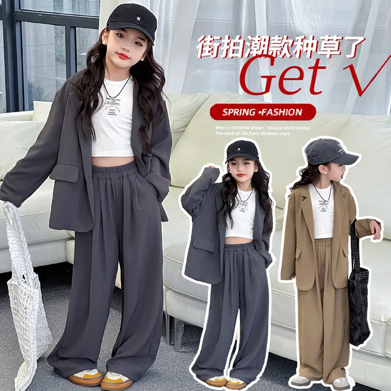 

Girls Coats +Pants Kids Suits 2PCS/Set Cotton 2024 Formal Spring Autumn Cotton Tracksuit Jogging Suit Christmas Gift Children Cl