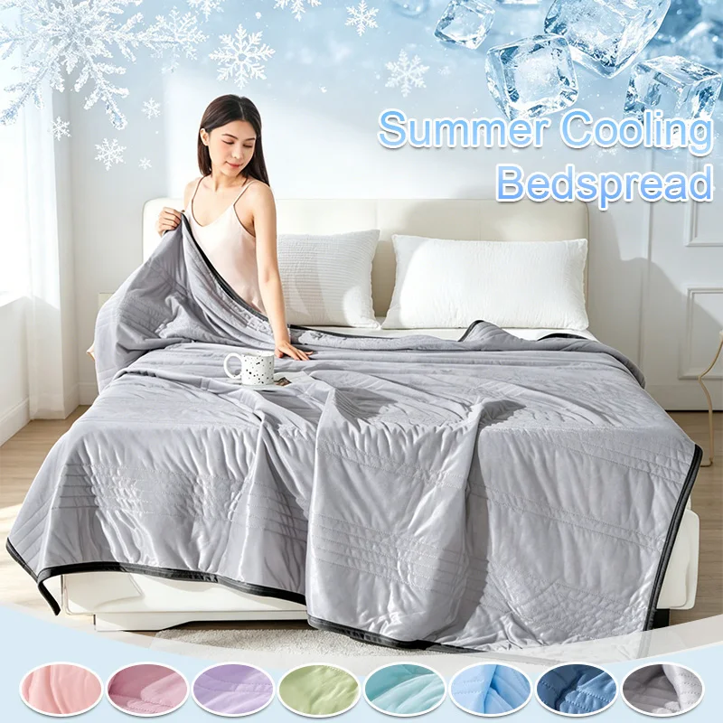 

Ice Cooling Silk Summer Quilt Lightweight Air Condition Comforter Machine Washable Thin Blanket For Single Double Bed Dormitory