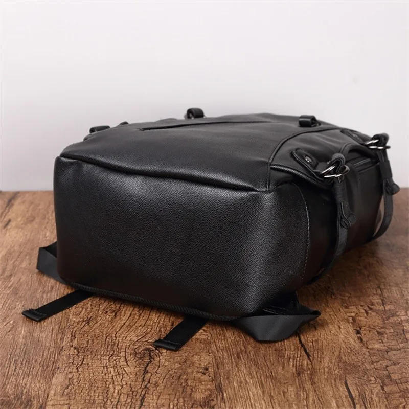 Backpack Fashion Pu Leather Travel Bag Casual School Bag Men External Usb Charge Waterproof Backpack Leather Bookbag