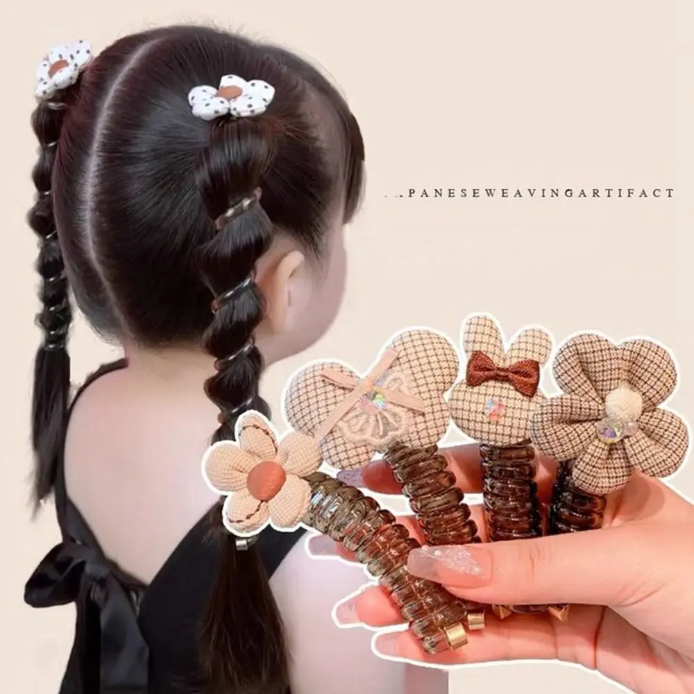 Bow Telephone Line Hair Ring Cute Flower Hair Rope Magic Hair Weaving Artifact Scrunchies Bowknot Daily