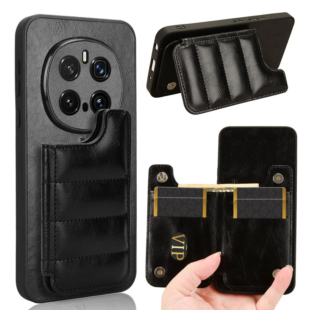 

For Honor Magic 7 6 X60 X9C X5B Pro Lite 5G Case Luxury Be Attached With Card Package Calfskin PU Leather Ultra Thin back cover
