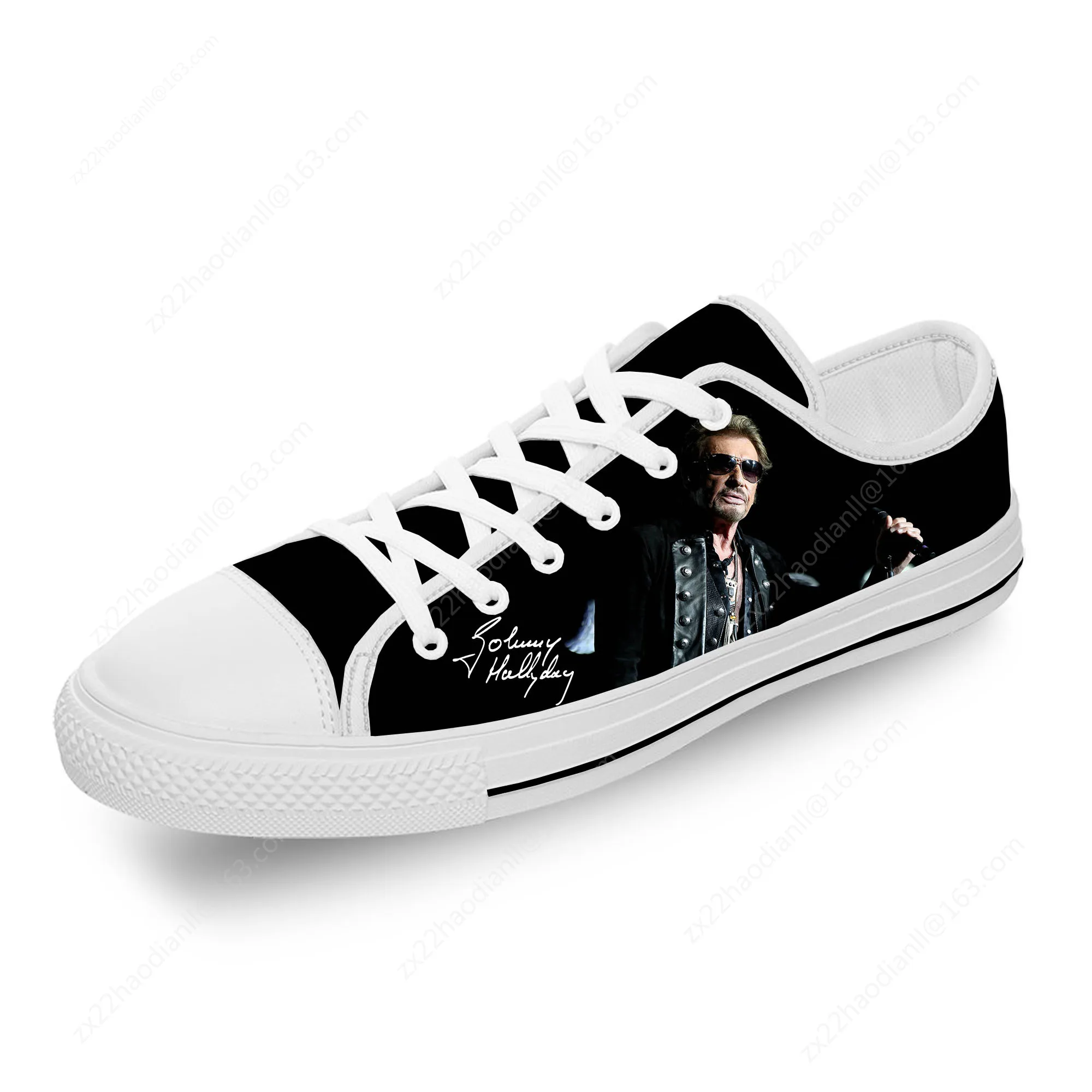 Johnny Hallyday Rock Star Lightweight Cloth 3D Print Funny Fashion Low Top Canvas Shoes Men Women Casual Breathable Sneakers