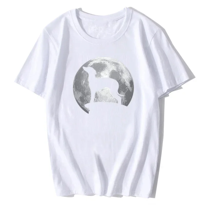 Italian Greyhound and Moon T-shirt Tee Shirt Hipster Harajuku Brand Clothing Shirt Crewneck Hot Sale Cotton Shirts funny Top Tee