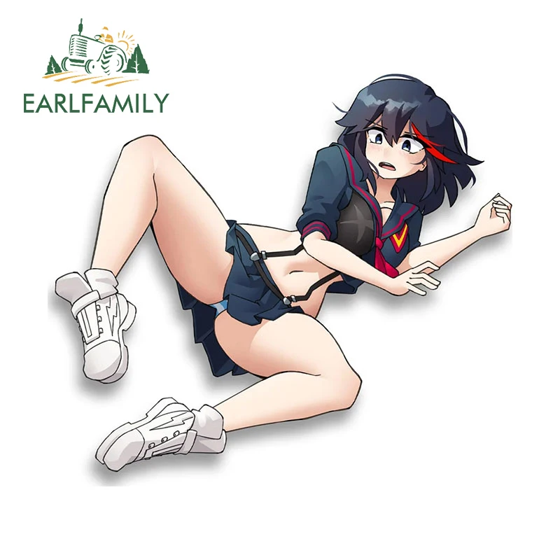 EARLFAMILY 13cm for Anime Cute Matoi Ryuuko Sexy Car Stickers Cartoon Fashionable Decals Car Label Simple Windows Surfboard