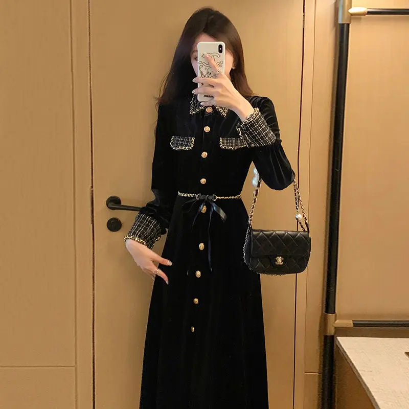 Xiaoxiangfeng Dress New Women's Clothing Waist Cinching Slimming Concealing Flesh Socialite Temperament High-end Fashion Dress