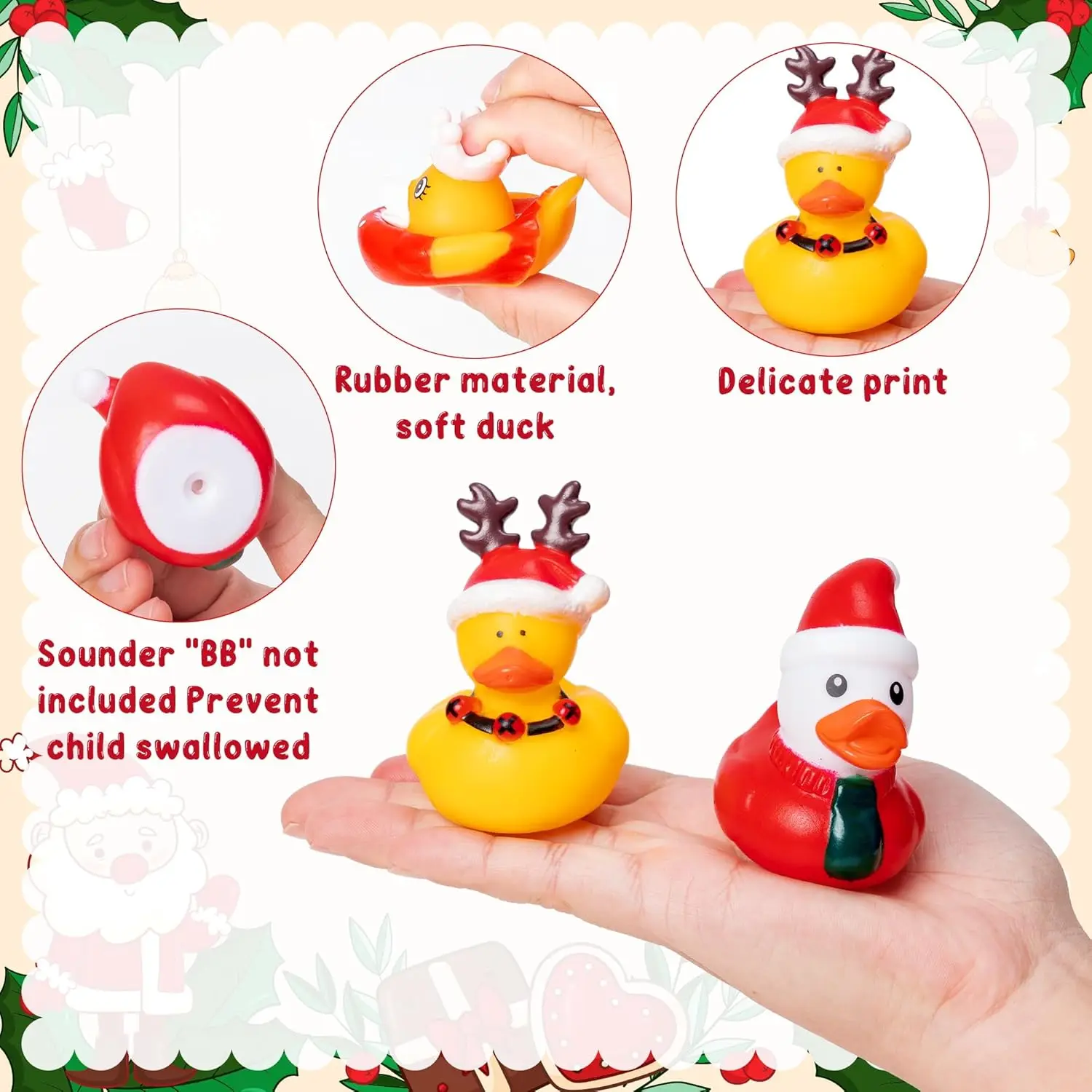 12-100 Uds. Patos de goma navideños a granel, juguetes Jeep Duckies para decoración navideña de niños, rellenos de medias de Navidad, intercambio de regalos