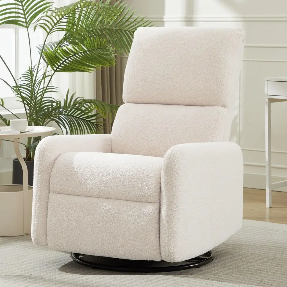 360 Rocking Chair, Nursery Rocker Chair with Side Pockets, Glider Nursing Chair with Steel Structure Base, Small Chair for Smal