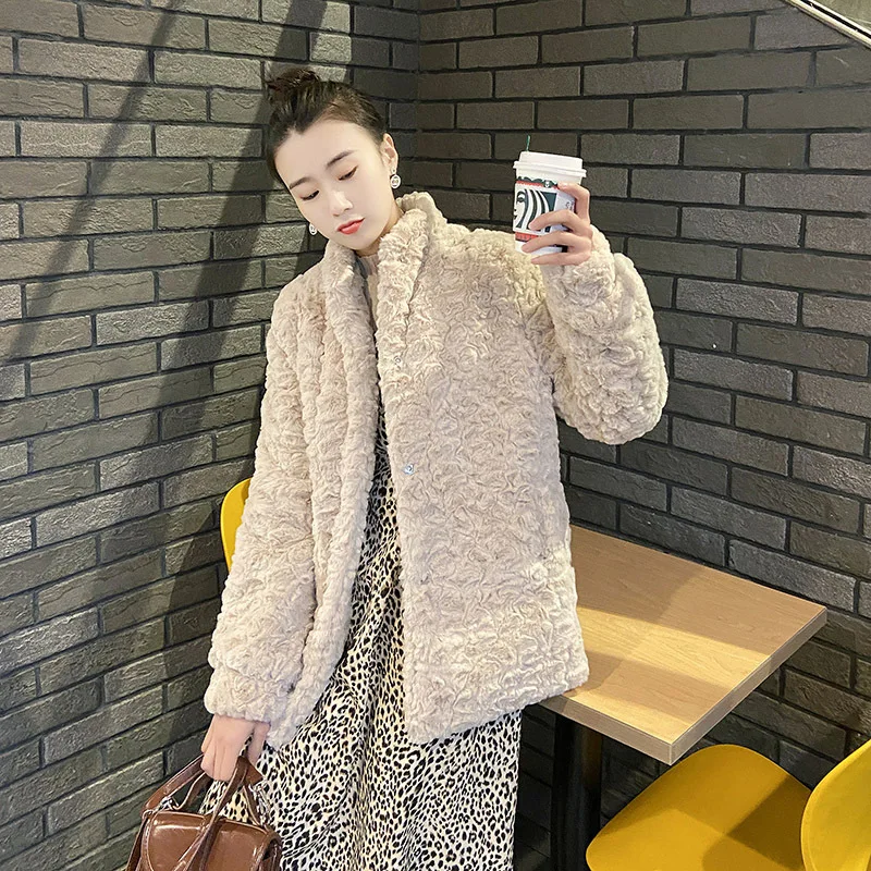 Fur Coat for Young Women 2023 New Autumn and Winter Imitation Rex Rabbit Hair Thickened and Warm Plush Lamb Hair Coat