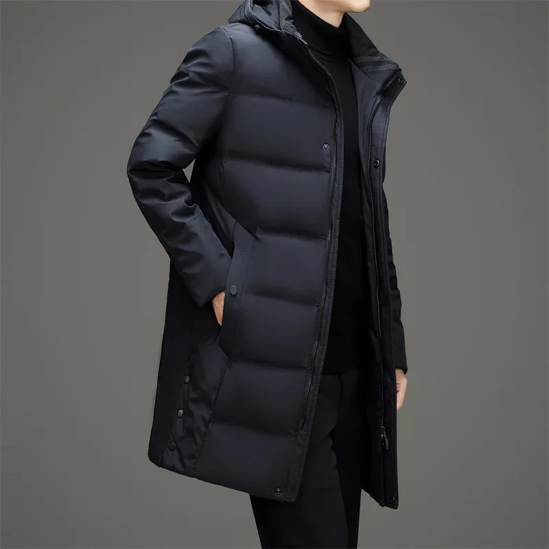 Kapuze lange Daunen jacke Mann Designer männliche Winter marke gepolsterte Ente Daunen polsterung Herren jacke lässig Mann Sack kalten männlichen Mantel