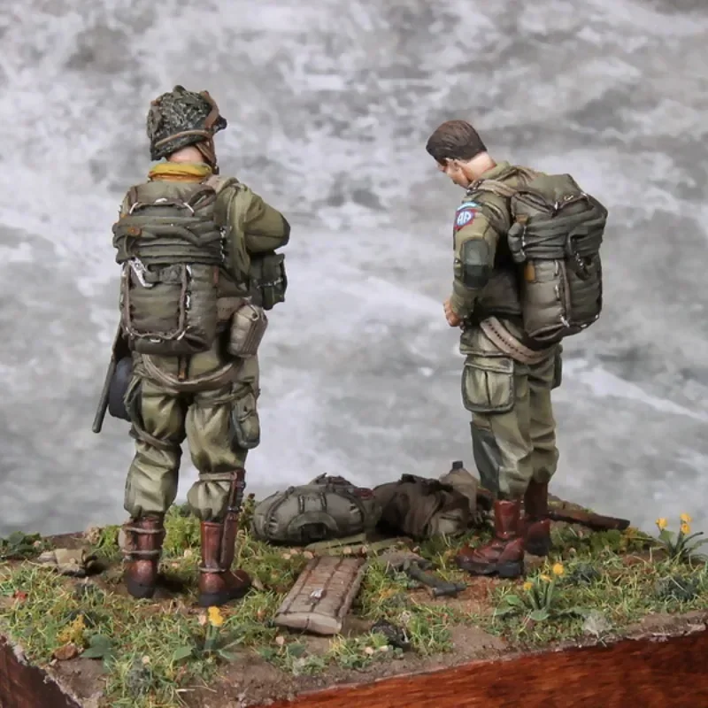 1/35 Scale Resin Figure Model Building Kits Military Miniatures U.s.army Airborne 2 Figures Unassembled and Unpainted 979A