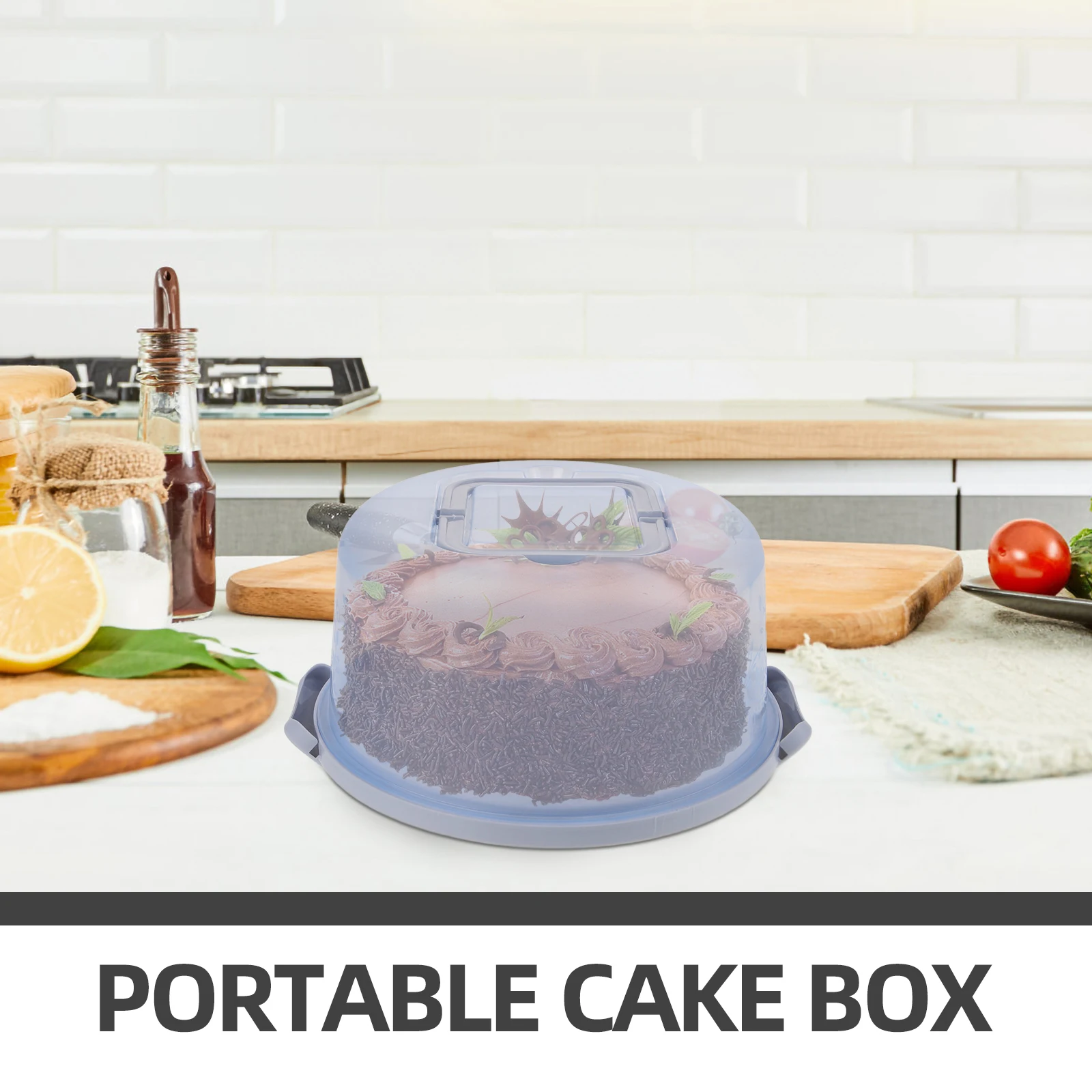 

Semitransparent Reusable Cake Box Plastic Carrier Container Handle Design Fresh Keeping Cupcake Carrier Round Baking Packing Box