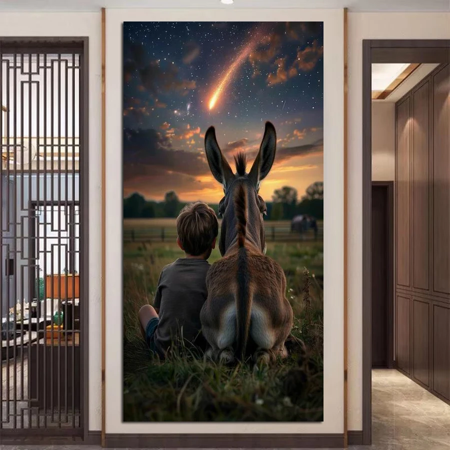 

Fullcang стреляющая звезда ослик и мальчик большой размер Diy наборы для алмазной живописи полная квадратная круглая дрель мозаика вышивка картина