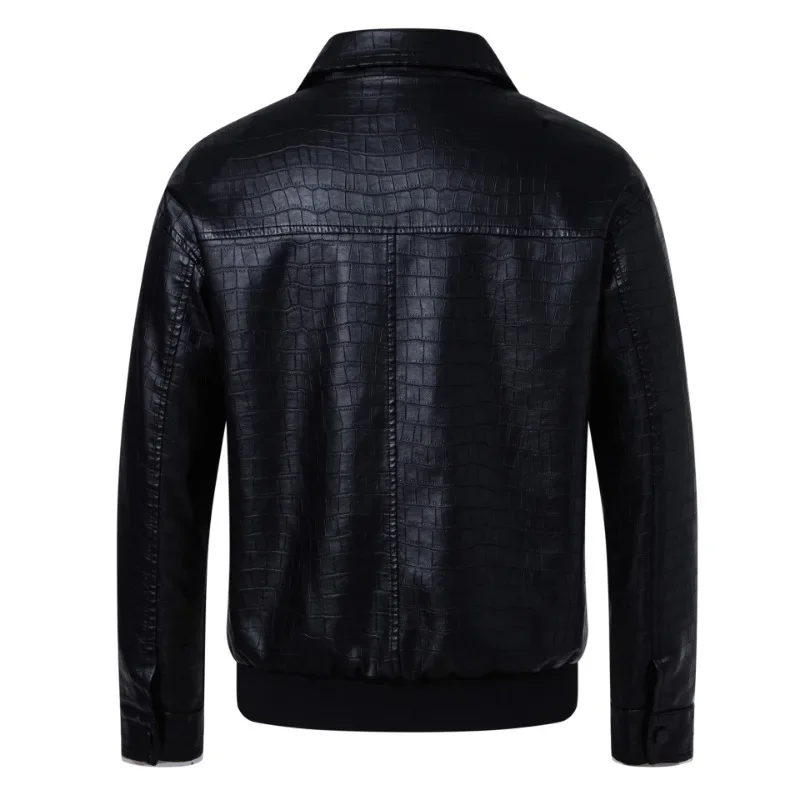 New Fashion Men's Spring Autumn Lapel Casual Pu Leather Loose Motorcycle Jacket