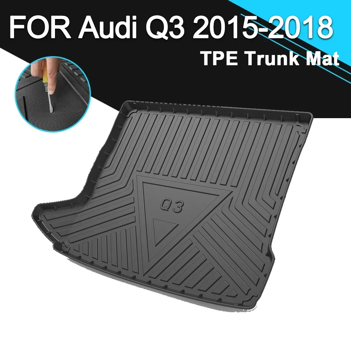 

Car Rear Trunk Cover Mat TPE Waterproof Non-Slip Rubber Cargo Liner Auto Accessories For Audi Q3 2015-2018