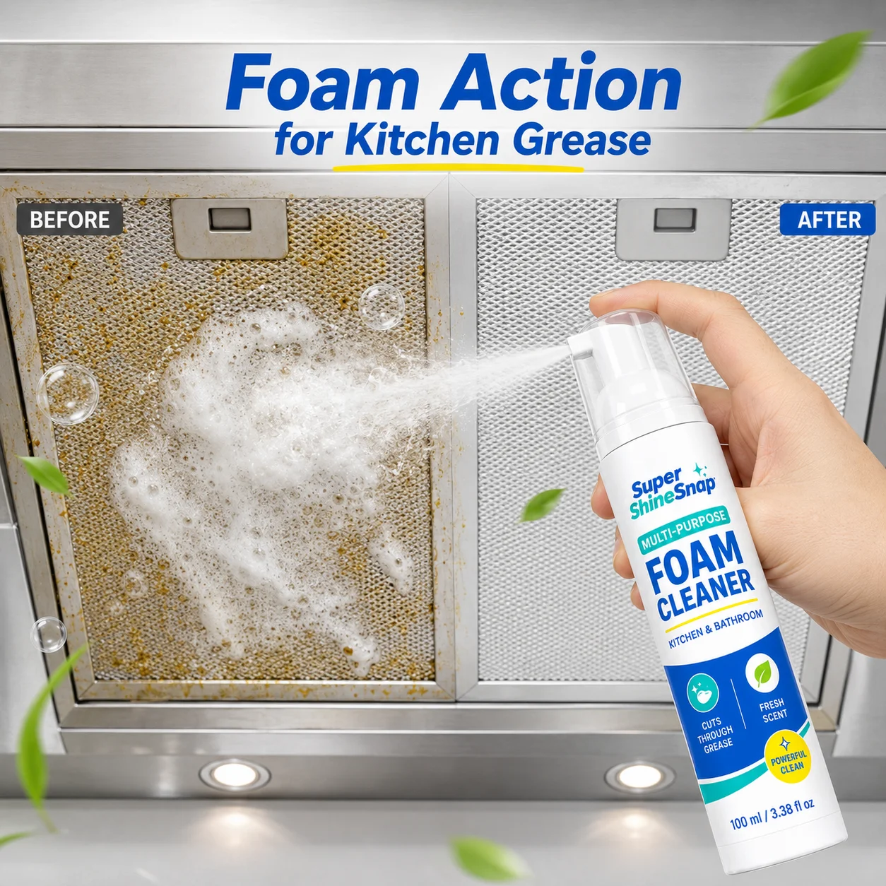 Multi-Purpose Cleaner- Effective Multi-Purpose Cleaner with Spray Nozzle Spray & Towel for Kitchen, Household, Oven, Stove, Range Hood, Sink