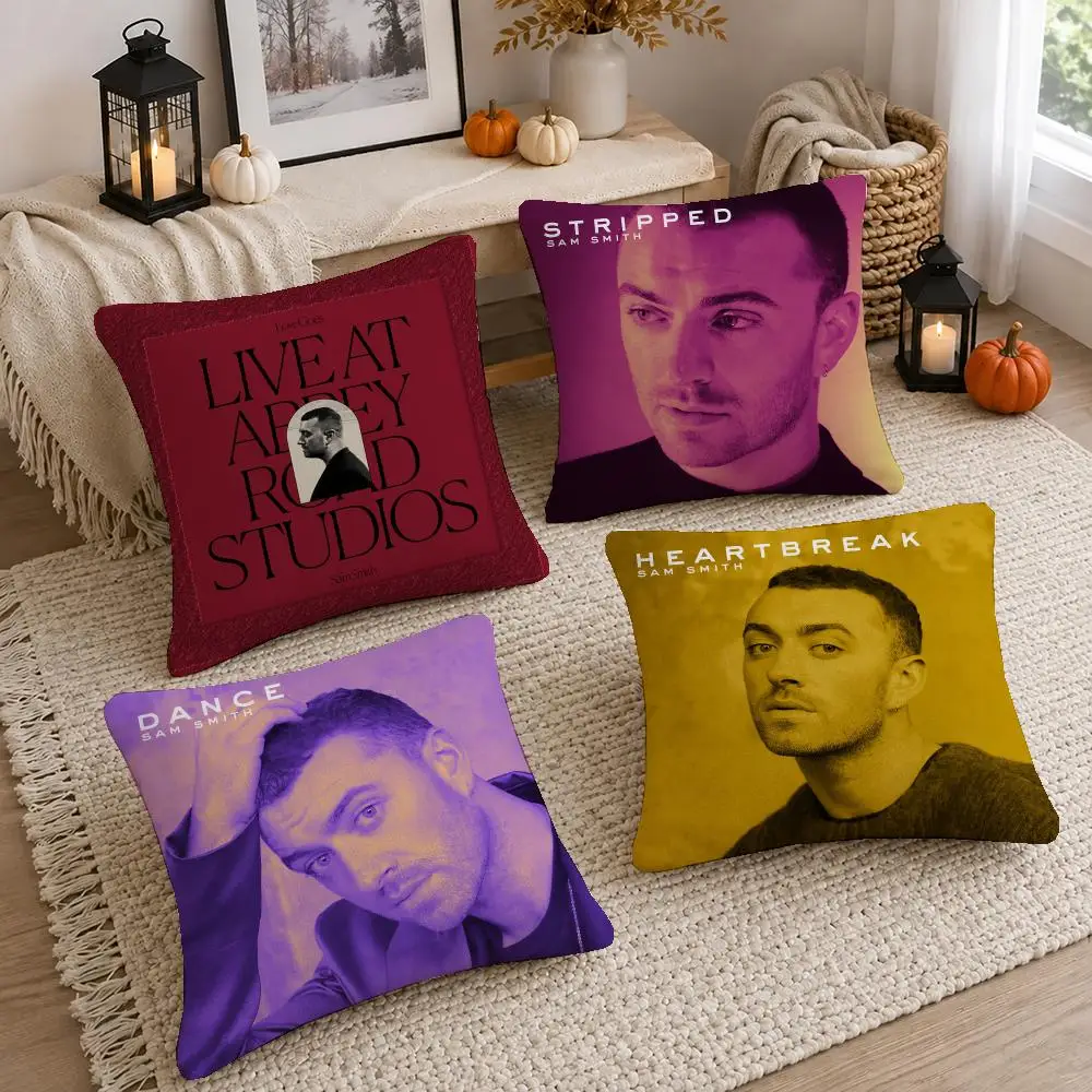 Pop Singer Sam Smith Cushion Cover Short Plush Pillow Cover, Washable Wrinkle-Resistant for Sofa Bedroom Decor Gift