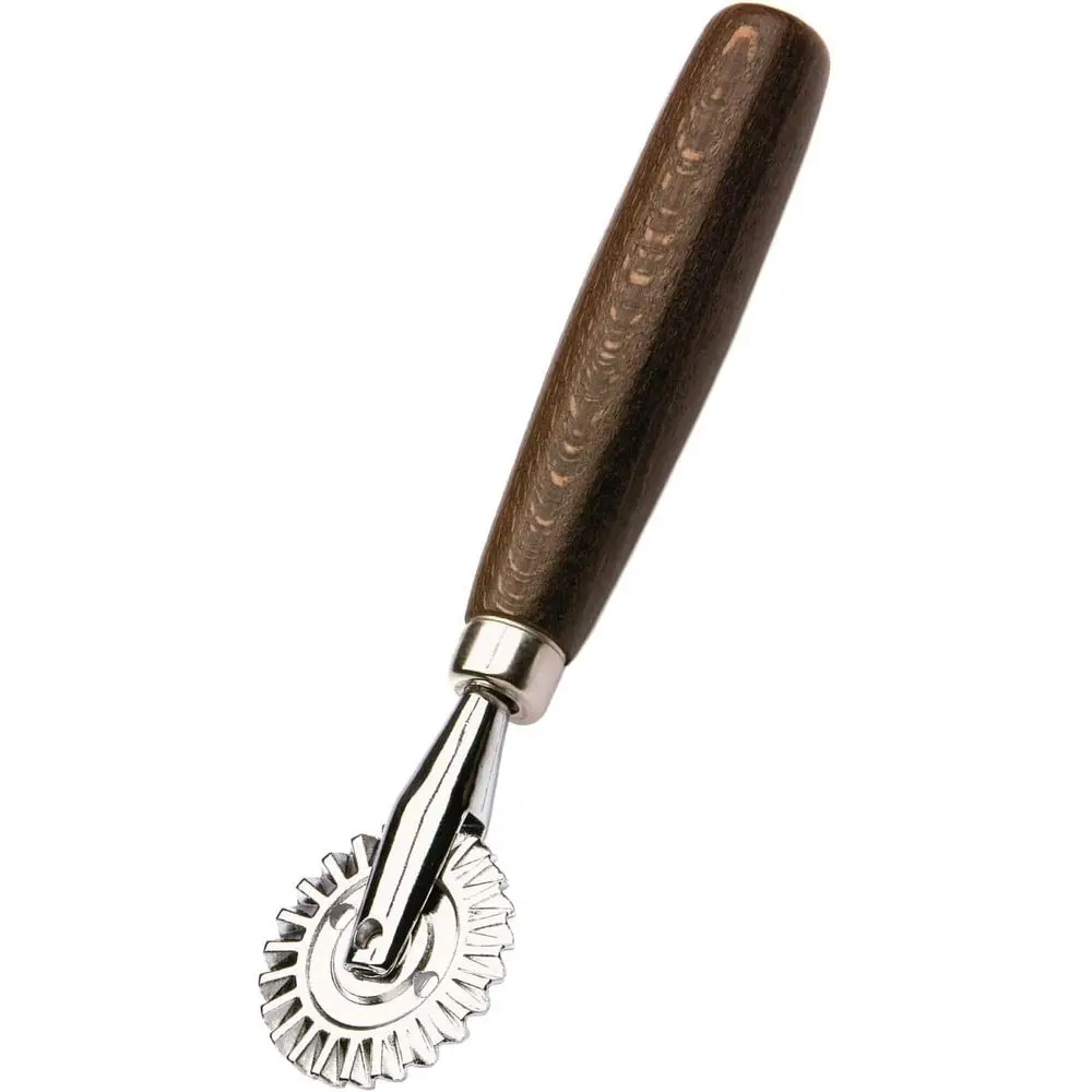 4cm Stainless Steel Pastry Wheel with Wooden Handle for Dough Stamping, Crimping, and Crafting Pasta & Pies