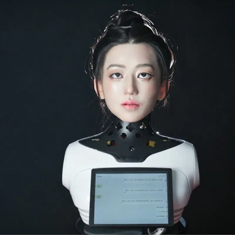 Humanoid robot half-body intelligent machine welcome explanation front desk company