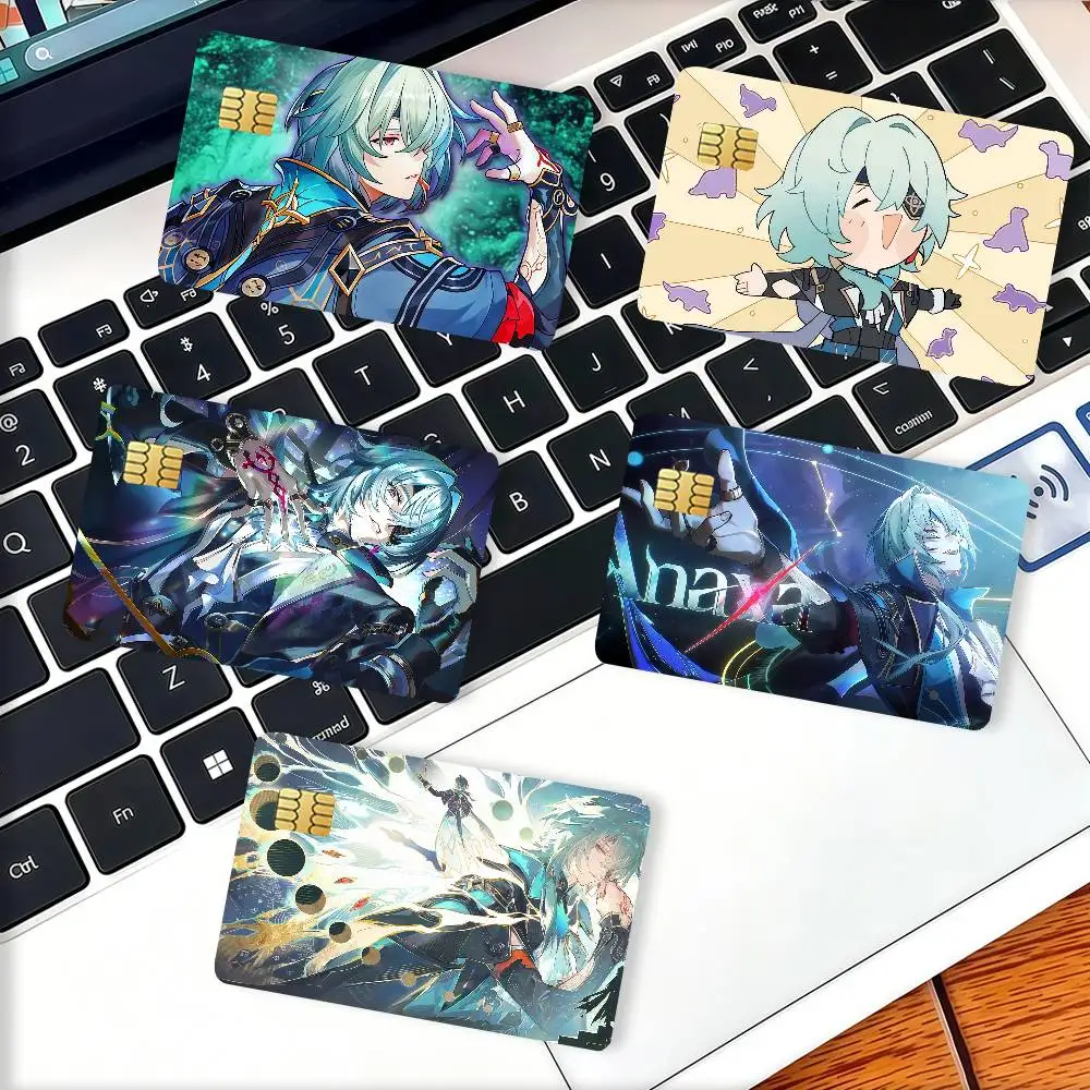 Honkai Star Rail Anaxa Credit Card Decorative Card Stickers Suitable For Bank Cards Metro Transit Anti-scratch Gift 4PCS