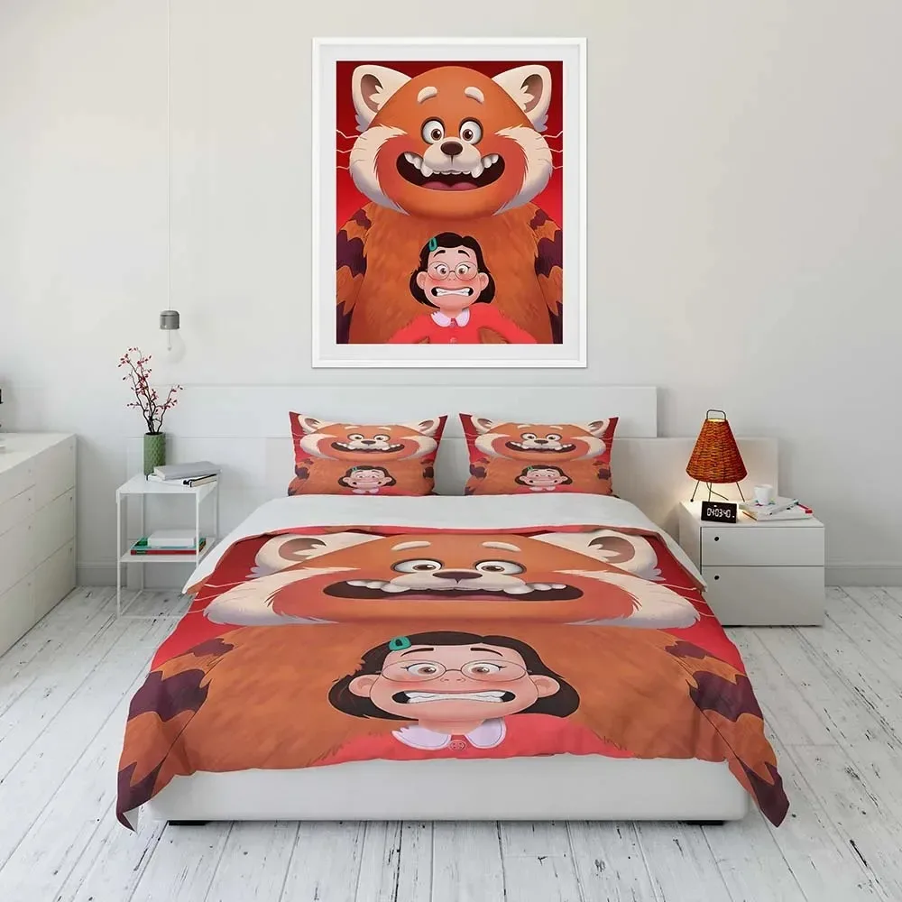 

Boy Girls Duvet Cover Gift Disney Turning Red Duvet Cover Pillow Cover Three-Piece Home Bedding Set Room Bedroom Decoration Cute