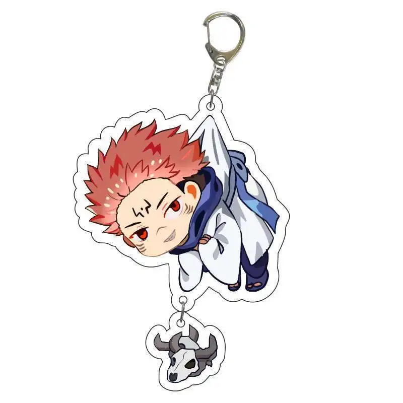 พวงกุญแจอะคริลิคสองด้านลาย Jujutsu Kaisen จี้ห้อยโทรศัพท์มือถือน่ารักสำหรับนักเรียนตกแต่งพวงกุญแจโกโจ ซาโตรุของเล่นของขวัญ