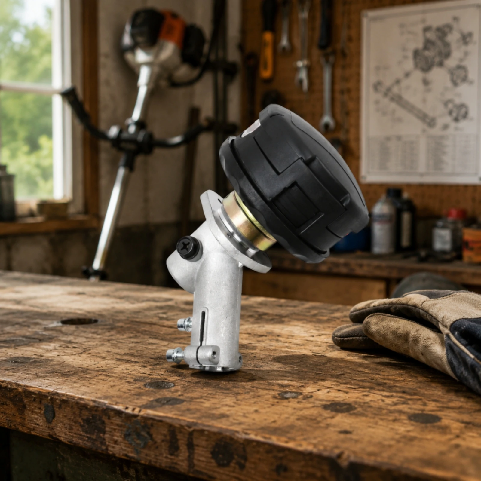 Trimmer Transmission Housing Assembly with Wrench Metal Replacement Trimmer Gearbox Brush Cutter Gearbox Compact Lightweight