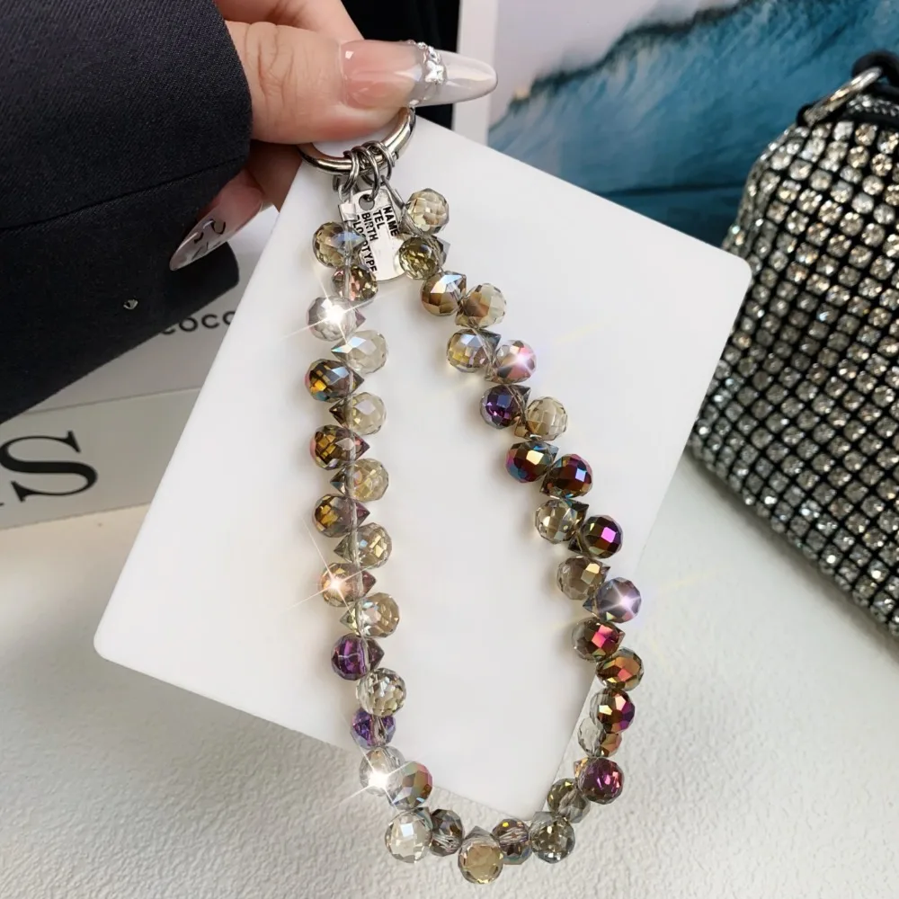

Стильная блестящая хрустальная бусина, съемная красочная цепочка на запястье с кристаллами, прозрачный брелок из хрустальных бусин для женщин и девочек