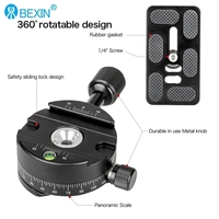 BEXIN QJ-01S Set Tripod Head Conversion Clamp Holder 360 Rotating Panoramic Head with Quick Release Plate for DSLR Camera Tripod