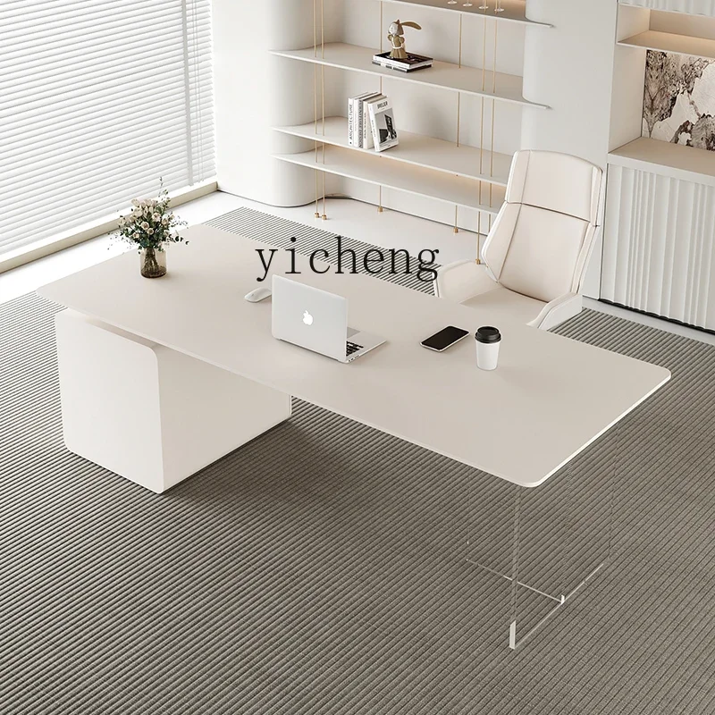 ZC rock slab desk household pure white computer desk small apartment study boss writing desk beauty salon