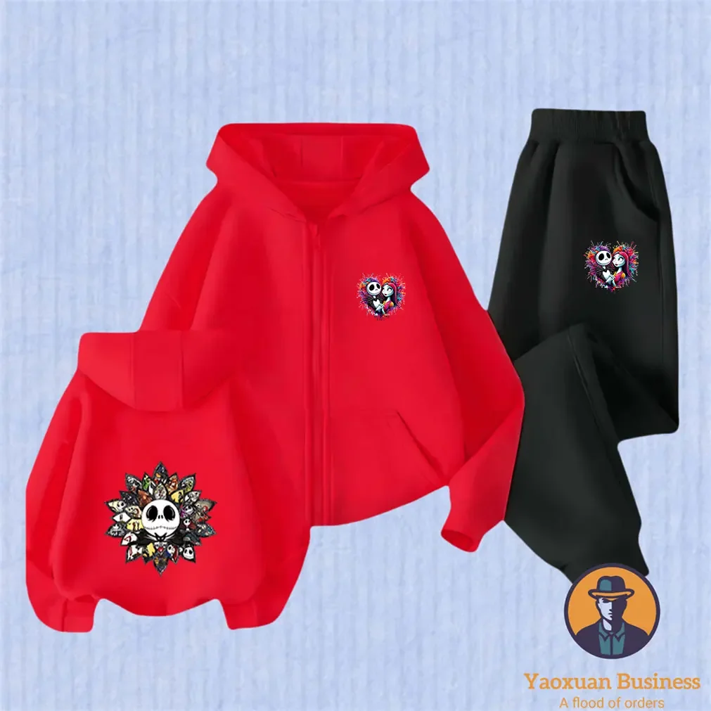 رائجة البيع 2025 كابوس للأطفال قبل عيد الميلاد Oogie Boogie زمم هوديي مجموعة الحرارية صوف مبطن معطف الخريف