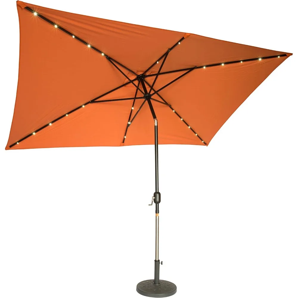 

Rectangular Solar Powered LED Lighted Patio Umbrella, Durable steel umbrellas handle, UV protection large sunshade umbrella