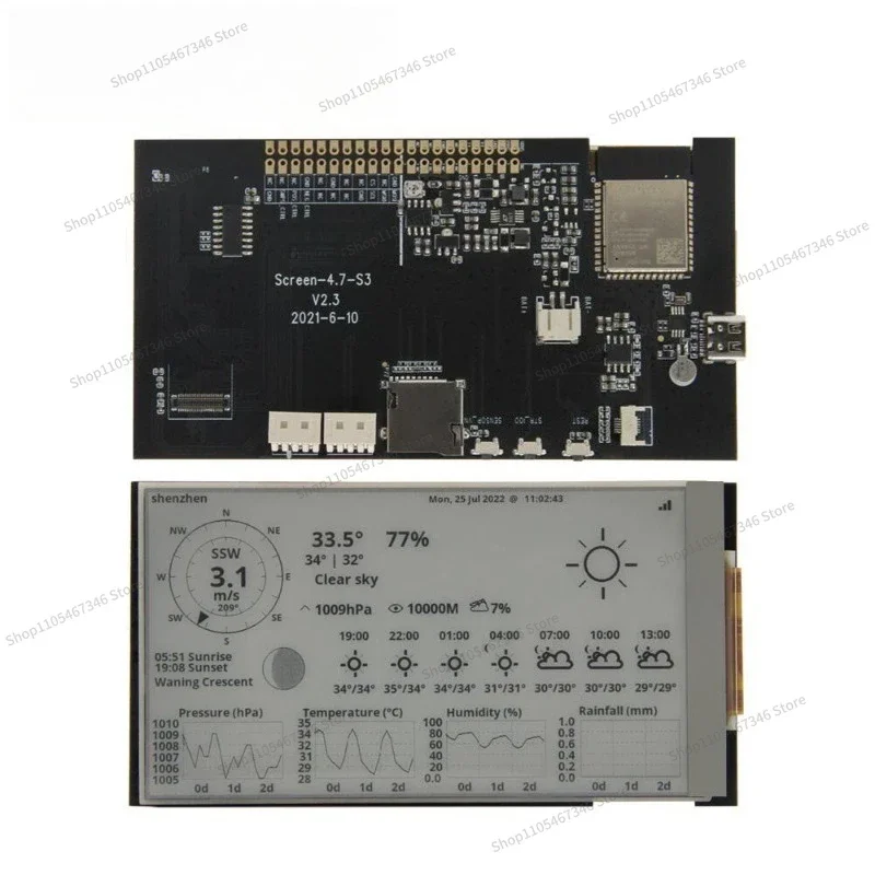 RoRuSFor T5 4.7 Inch E-paper V2.3 ESP32-S3 Ink Screen Programmable, Low Power Consumption