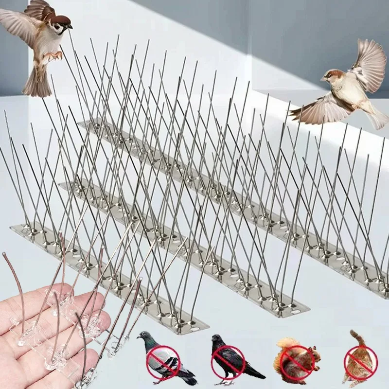 Stainless Steel Bird Repellent Spikes Outdoor Animals Repellent Device Deterrent Wire Garden Fence Anti Cat Squirrel Balcony Use