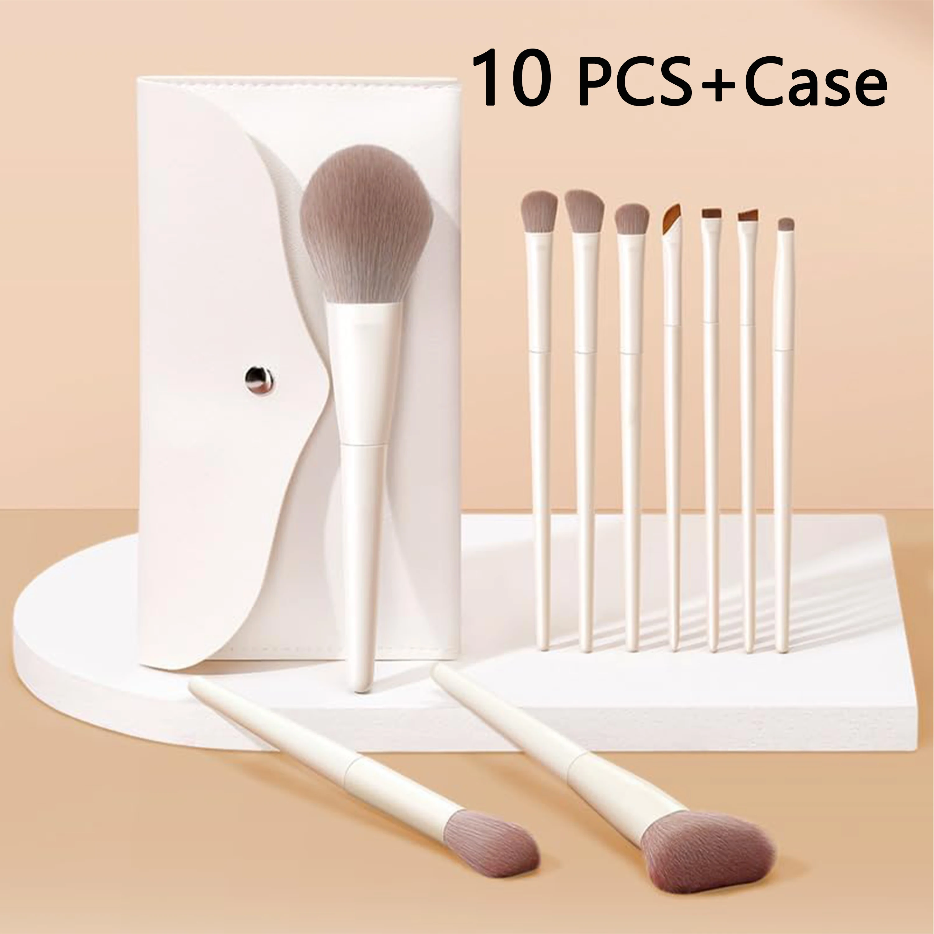 10PCS Makeup Brush Set, High-Grade Nylon Bristles, Includes Foundation, Blush, Eye, and Powder Brushes