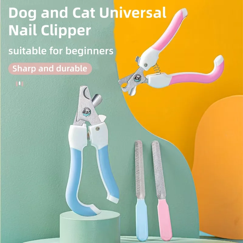 Professional Pet Nail Trimmer Clippers with Built-in Nail File Sharp Blade Anti-slip Handle Safe Paw Nail Cutter for Cats Dogs